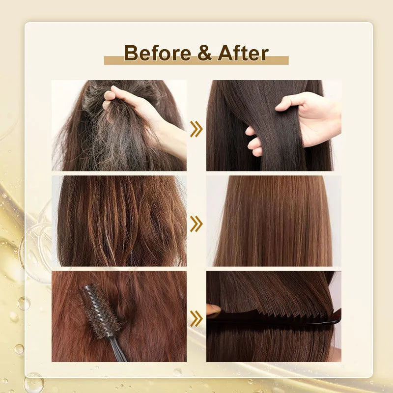 50ml yellow bottle of hair repair essential oil for curly and damaged hair.