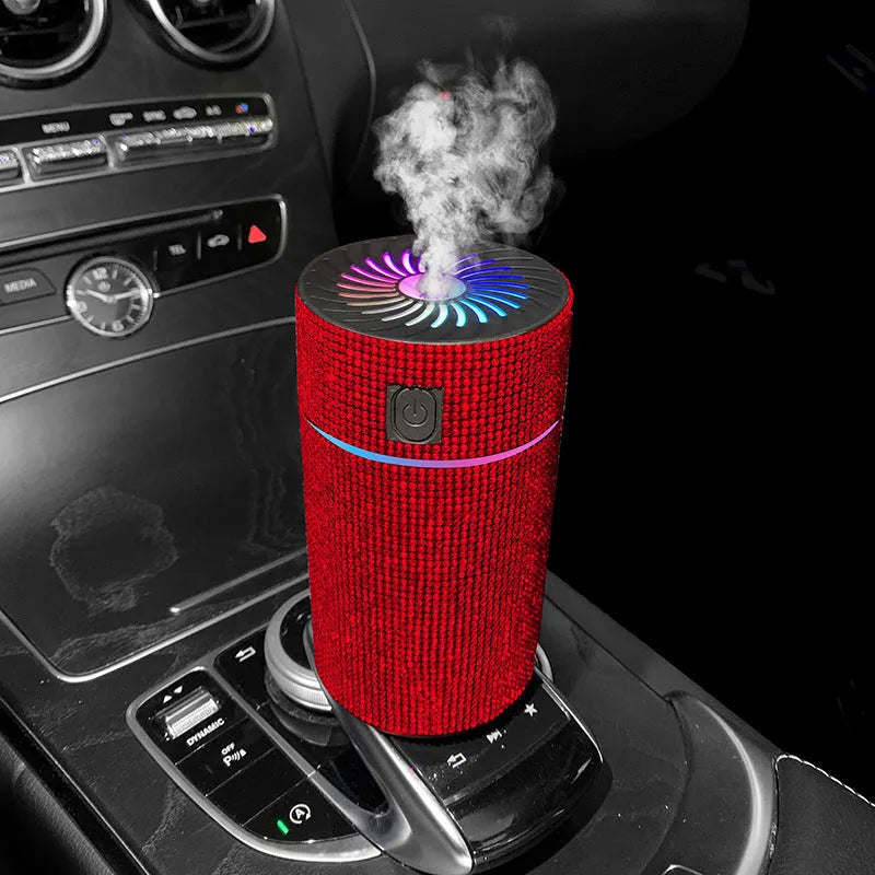 Car mounted air purification humidifier with diamond design in seven colour options