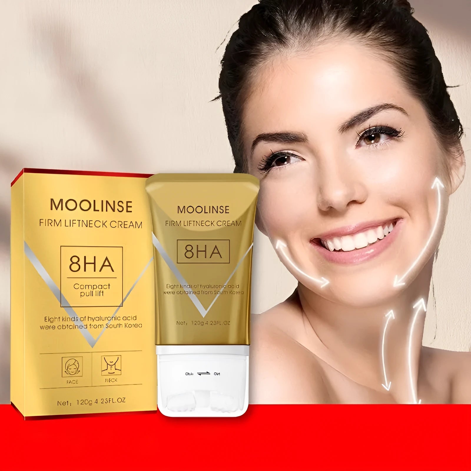 Neck moisturising cream in medium sample size packaging for dry skin types
