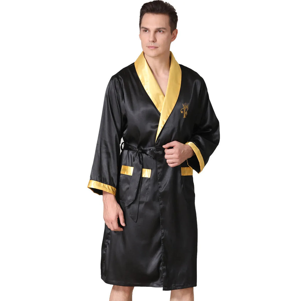 Men's summer silk bathrobe nightgown in multiple colour options with continental sizing