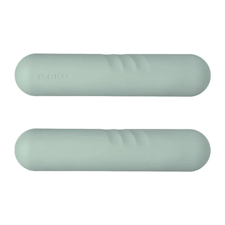 A silicone-edged hand-drawn dumbbell stick in various colours and weights for fitness training.