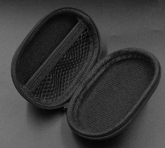 Black oval leather earphone storage bag with carry handle for EDX PRO and ZEX PRO headphones