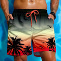 Men's loose board swimming trunks in polyester fiber with ethnic style pattern available in multiple colours