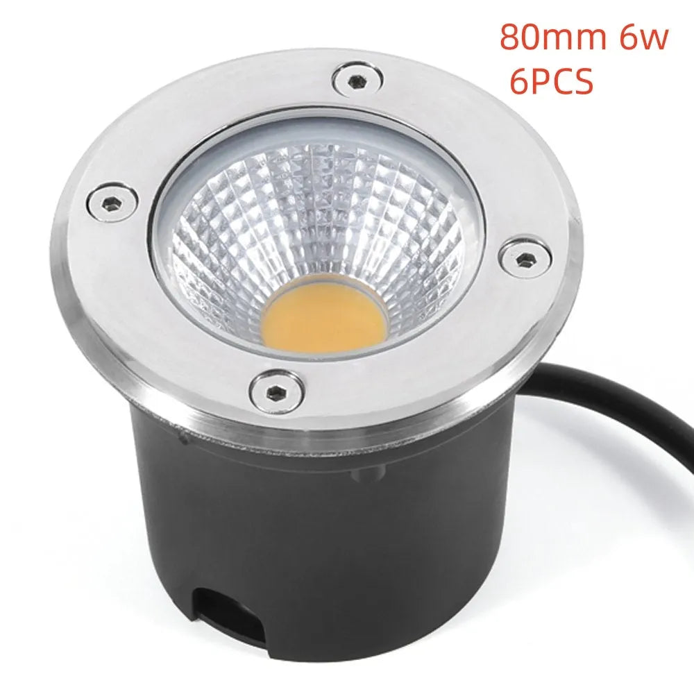 Black LED COB underground light with stainless steel cover and tempered glass lens for outdoor garden lighting