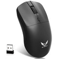 Black wireless optical mouse with audio control buttons and DPI adjustment for laptop computers