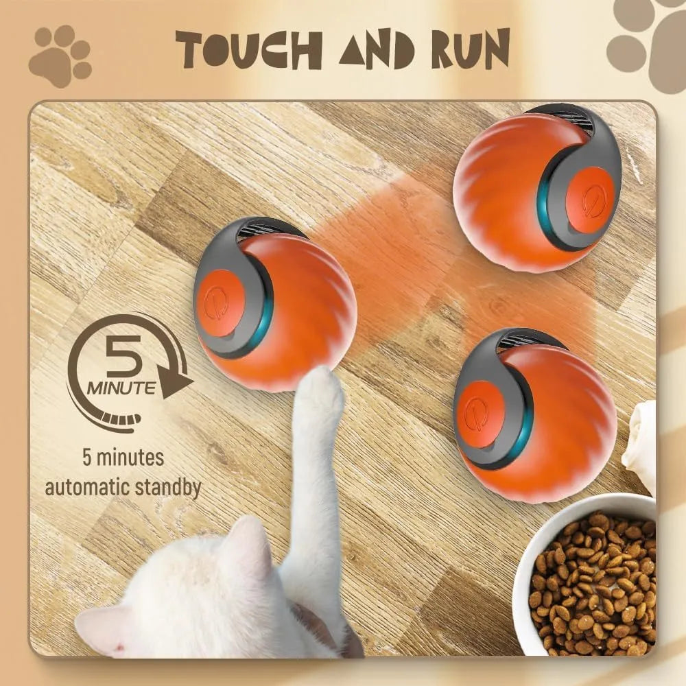 Interactive self-rolling ball toy for cats and dogs, blue, durable bite-resistant material, 55mm