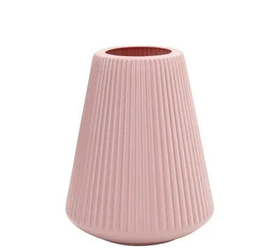 Colourful melamine plastic desktop flower vase in blue, green, pink, or white, 16cm diameter by 20cm height