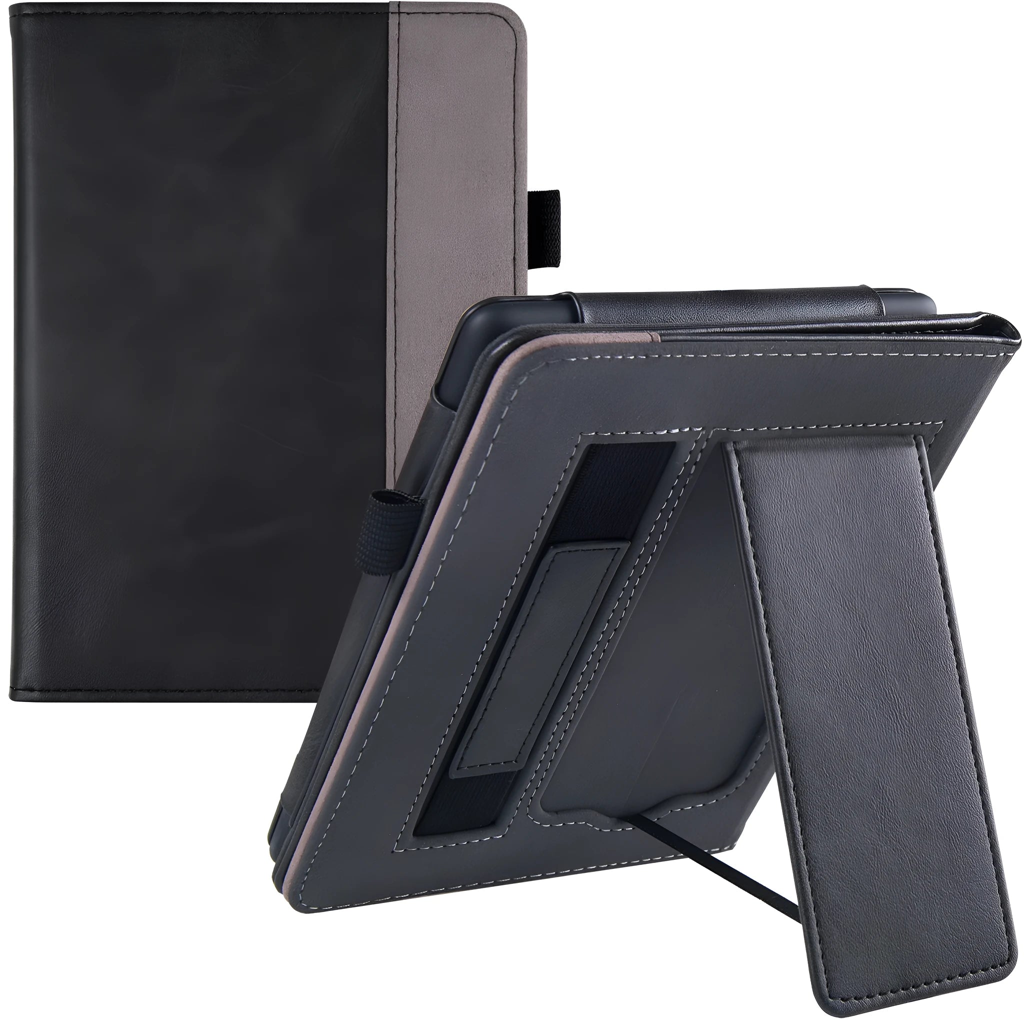 Kindle Paperwhite 5 calf leather case with wrist splint bracket in black