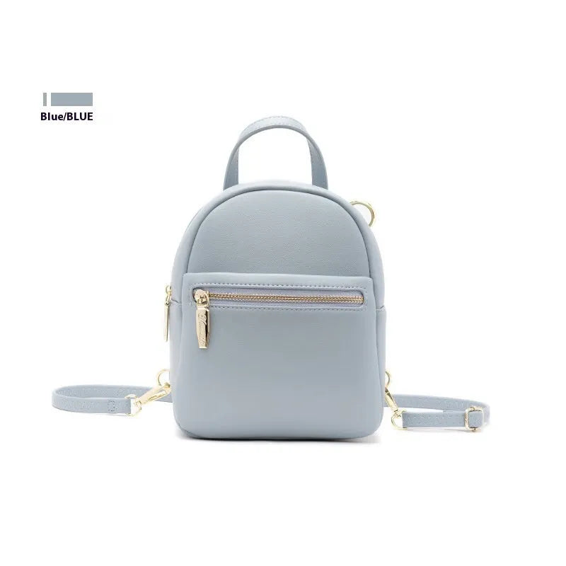 Soft PU mini backpack in street style with three-dimensional pocket and contrast trim