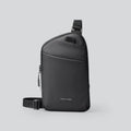 Men's elegant black Oxford cloth crossbody bag shown from the front.
