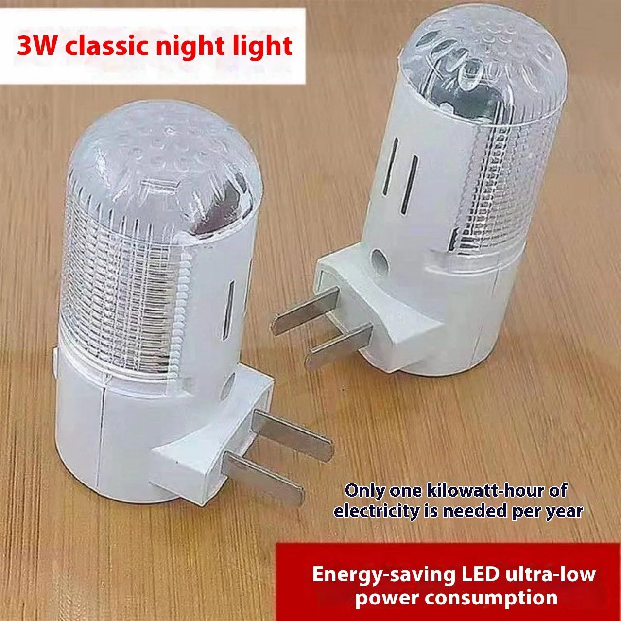 Minimalist plug-in bedside night light with dual colour switch showing white and warm light options