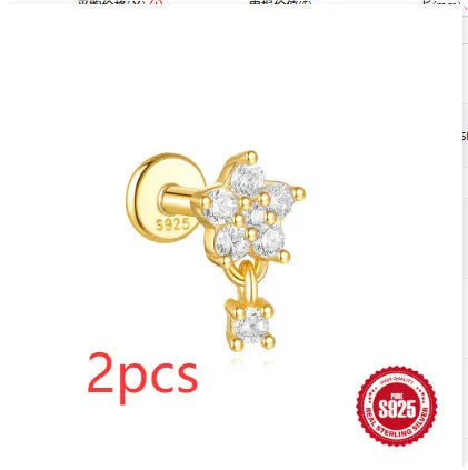 S925 sterling silver geometric earrings with moon and embedded star design in gold colour