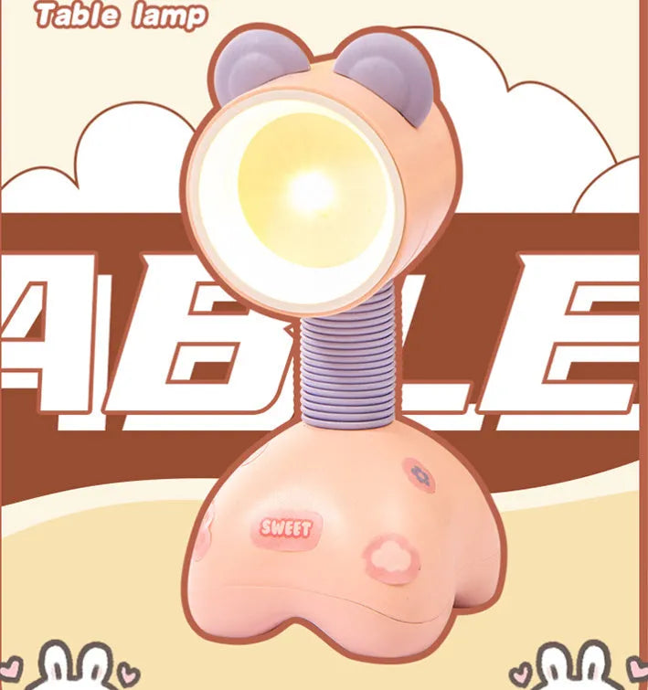DIY cartoon magnetic small night lamp showing adjustable lighting angle and bear design