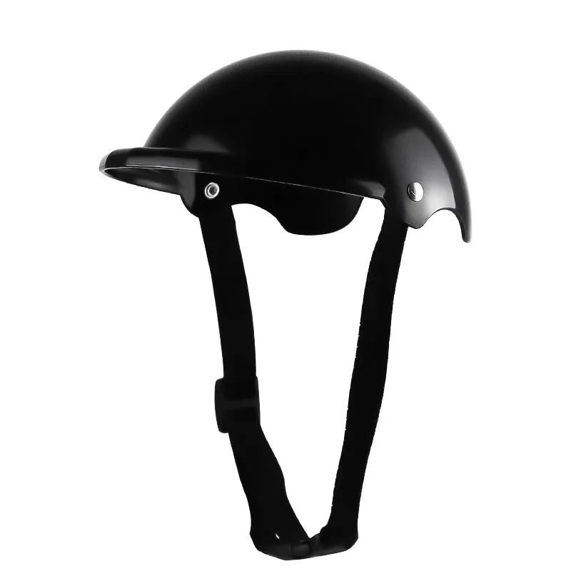 Small S size plastic pet helmet for motorcycle safety in pink, black, yellow, or green.