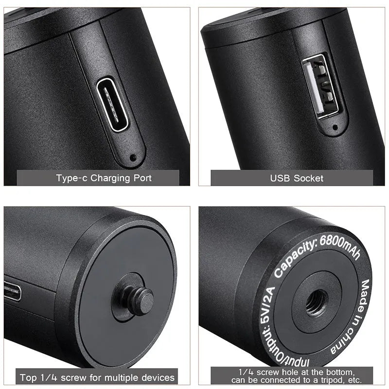 Black aluminium alloy portable power bank charging handle showing 12.5cm length.