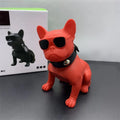 Mini Full Body Bulldog-shaped Bluetooth speaker in black, red, or white colour on a table.