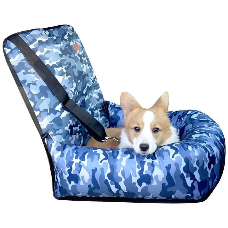 Pet car kennel cushion for small and medium dogs, 50x50x20cm, with removable washable cover in black colour
