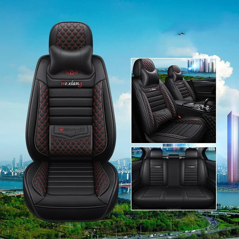 Leather car seat cushion with high elastic sponge filler in universal 65x55cm size