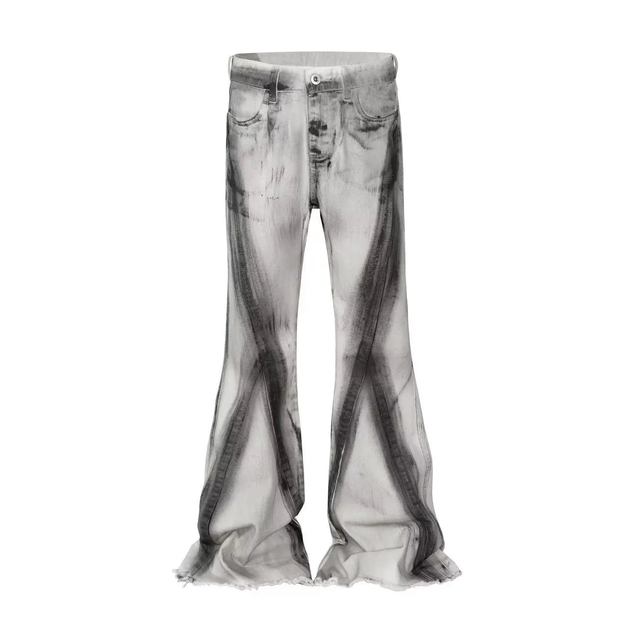 White American street retro heavy rough selvedge jeans with black ribbon gradient detailing and mid waist cut