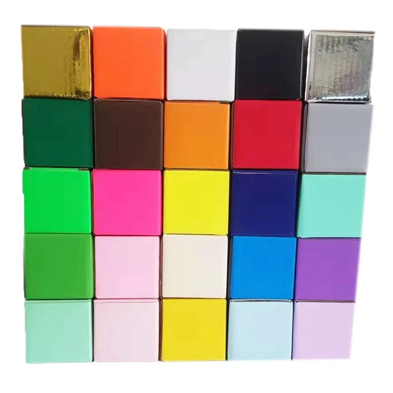 Square corrugated cardboard packaging box in black, brown, grey, and white colour options showing 3mm thickness