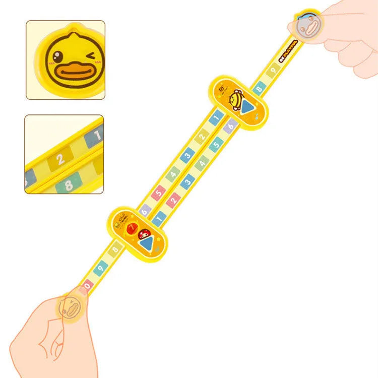 Yellow plastic children's digital decomposition ruler for maths learning, 24.5 cm long.