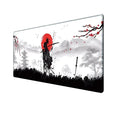 Japanese Samurai design cloth gaming mouse pad with non-slip base on desk