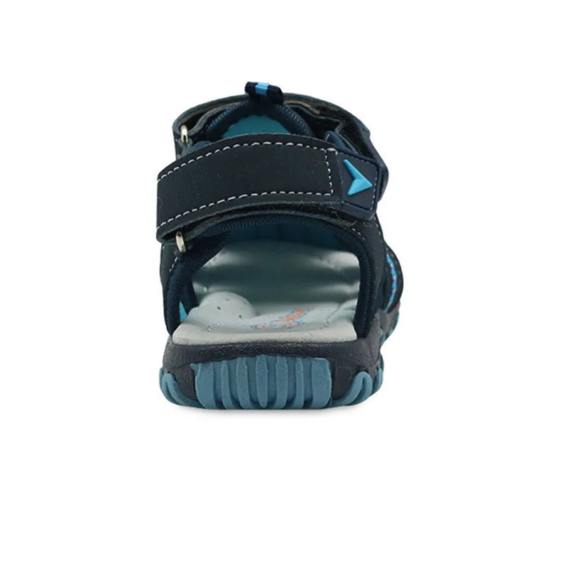 Blue summer boy beach shoes with Velcro fastening and non-slip rubber sole