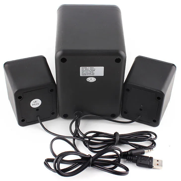 Green 2.1 USB computer speaker with colourful LED lights and 150cm cable