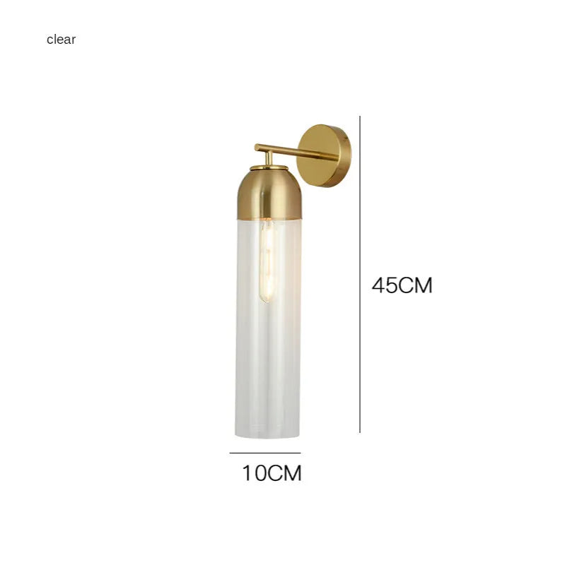Nordic postmodern minimalist glass shade wall lamp in a modern living room setting.