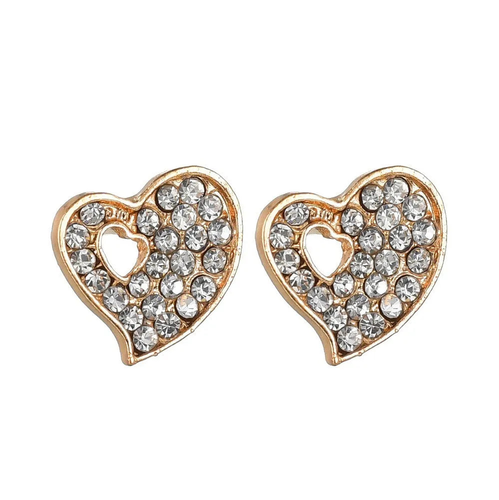 Gold tone alloy love heart necklace and earrings set with adjustable 21-50cm chain