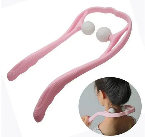 Plastic swan-shaped neck massager hand roller with adjustable stand in blue colour showing 3D floating-point massage design
