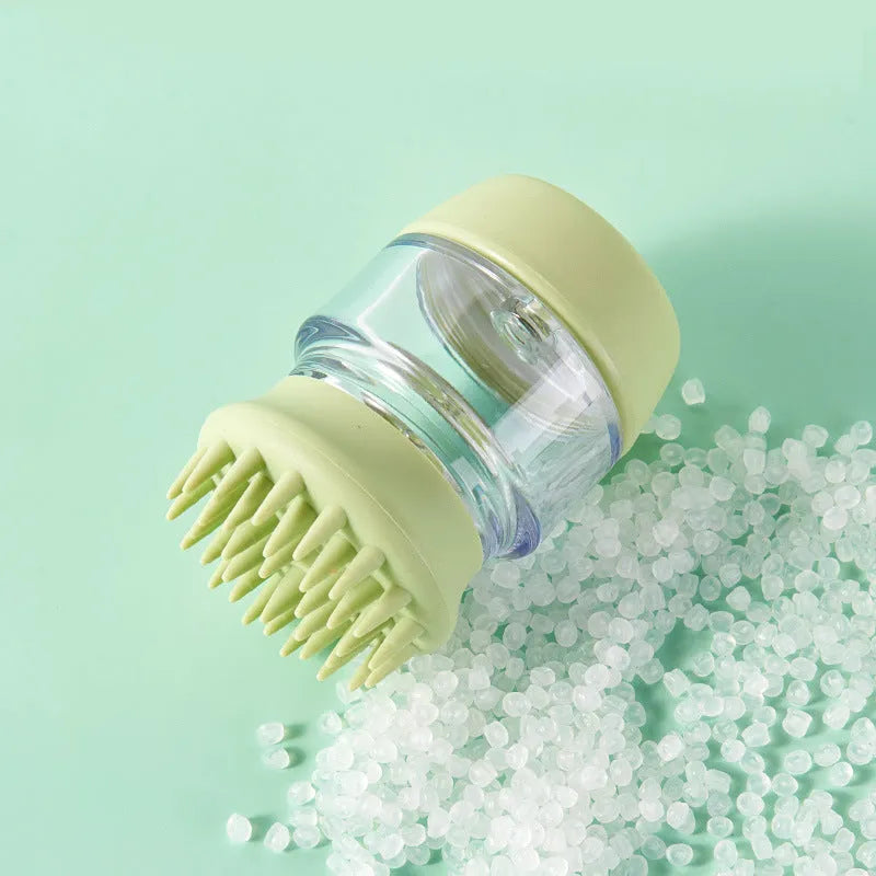 Green multifunctional silicone pet bath brush comb for cats and dogs with soft bristles
