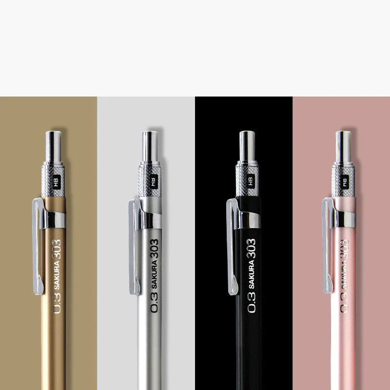 Japanese metal mechanical pencil 0.5mm with gold finish on white background