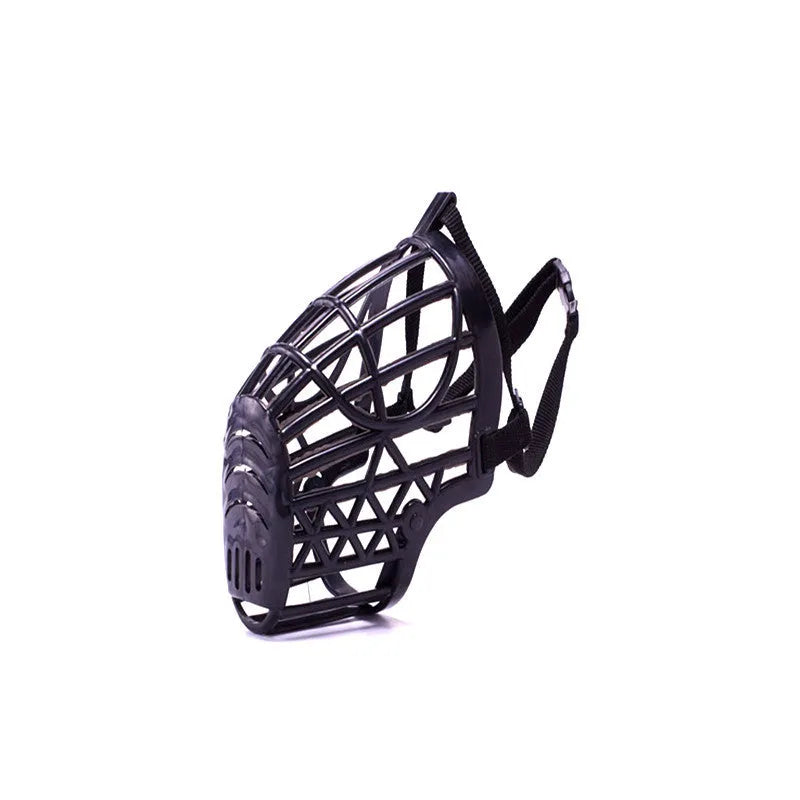 Plastic PE dog muzzle basket in beige with adjustable strap for safety and training