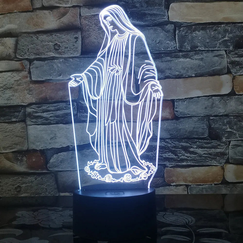 3D LED night light with colourful dual ring pattern on acrylic panel and ABS base.