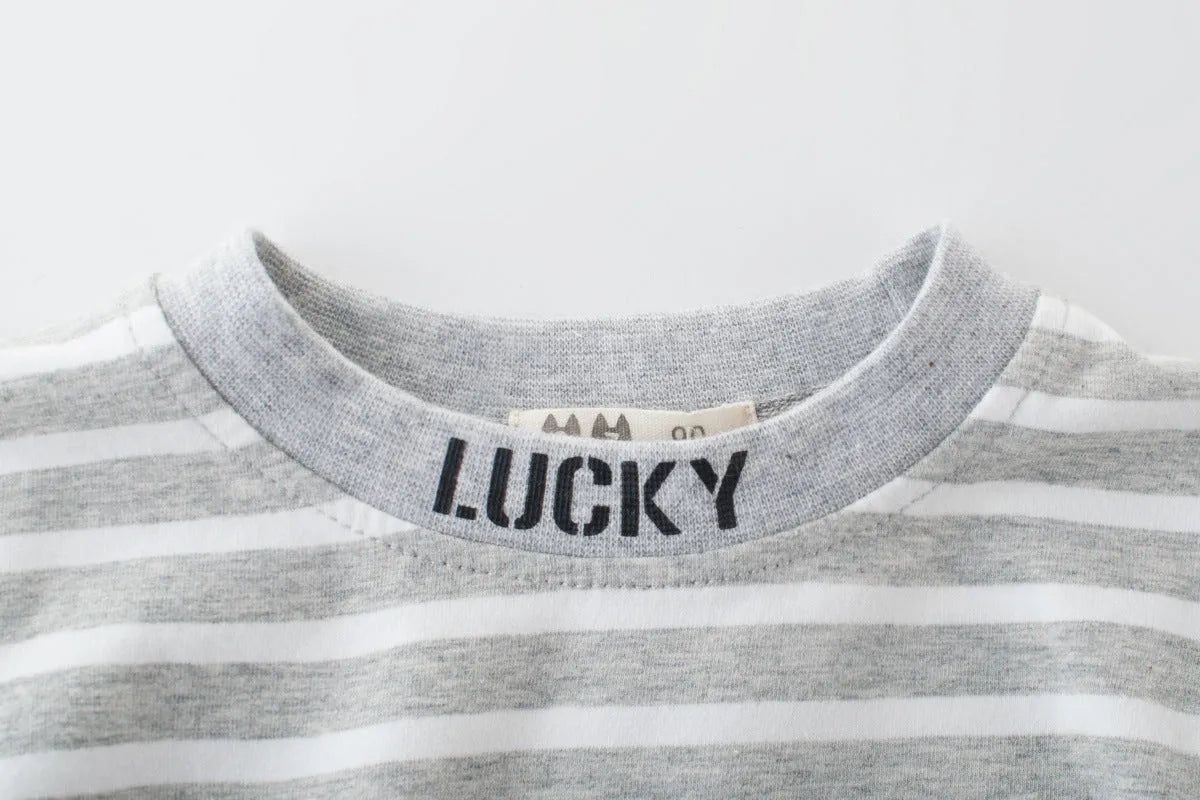 Baby striped long sleeve cotton shirt in blue, size 90cm