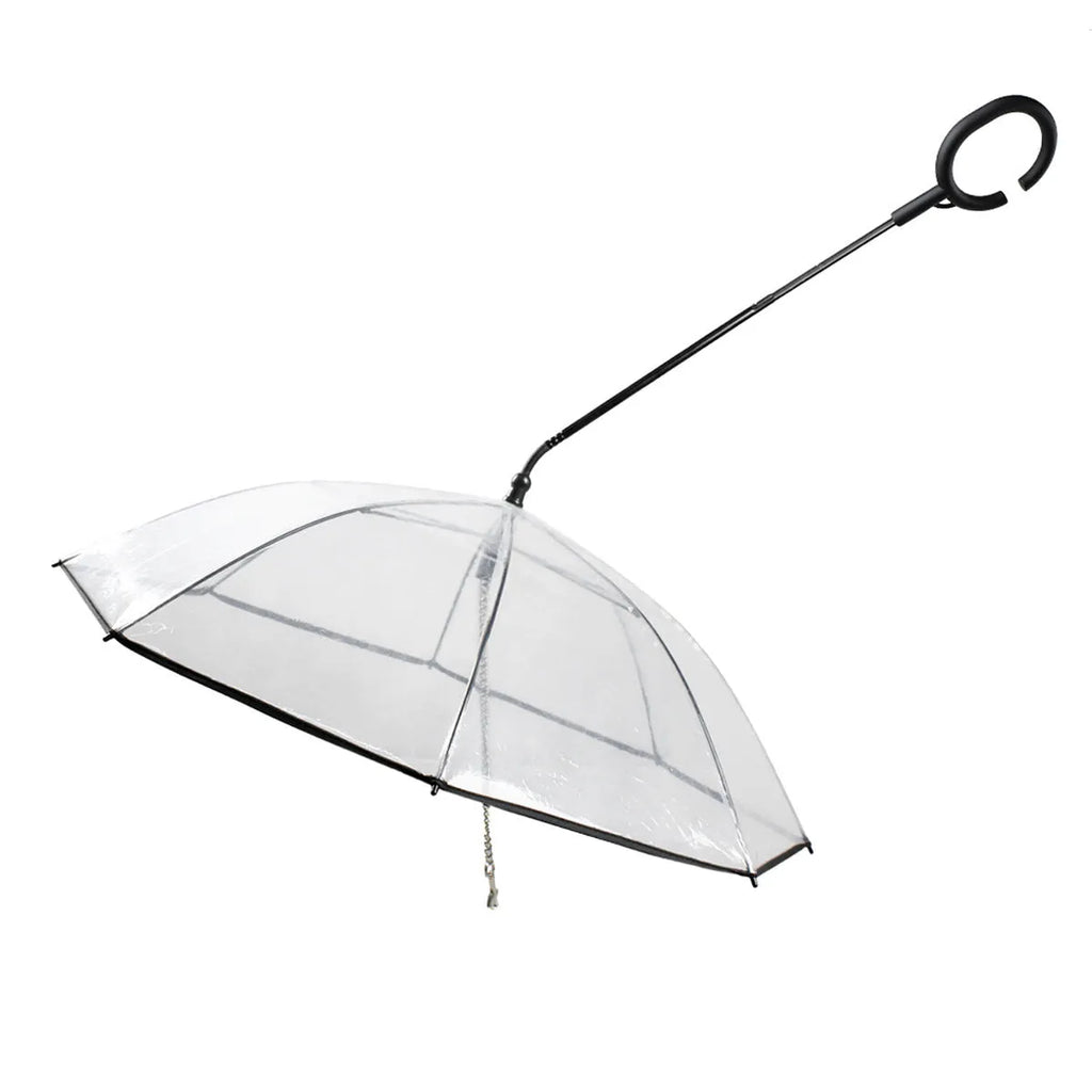 White transparent pet C type umbrella with adjustable steering and C-shaped handle