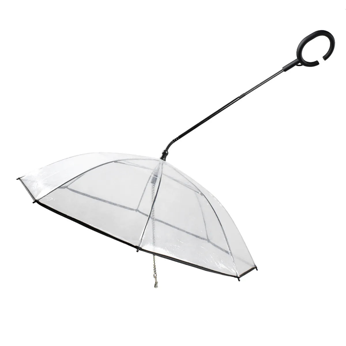 White transparent pet C type umbrella with adjustable steering and C-shaped handle