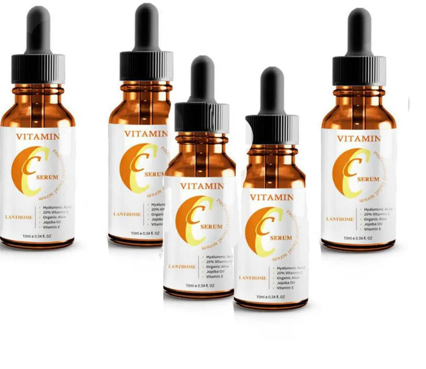 10ml facial serum bottle with vitamin C and hyaluronic acid for brightening and anti-ageing skincare