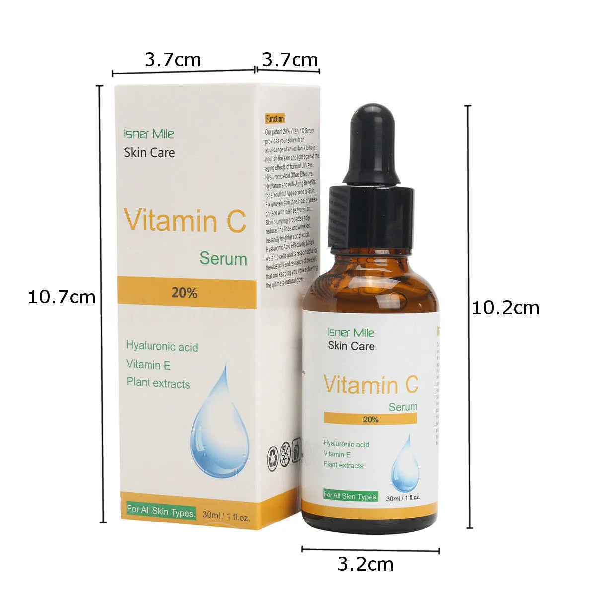 30ml bottle of vitamin C serum skincare essence for brightening and hydration