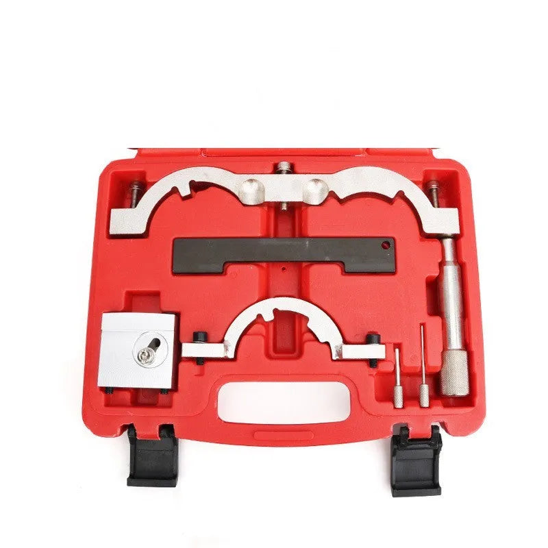 Red chrome-vanadium steel timing tool set for Opel 1.4 Oncla LUJ engines with seven components