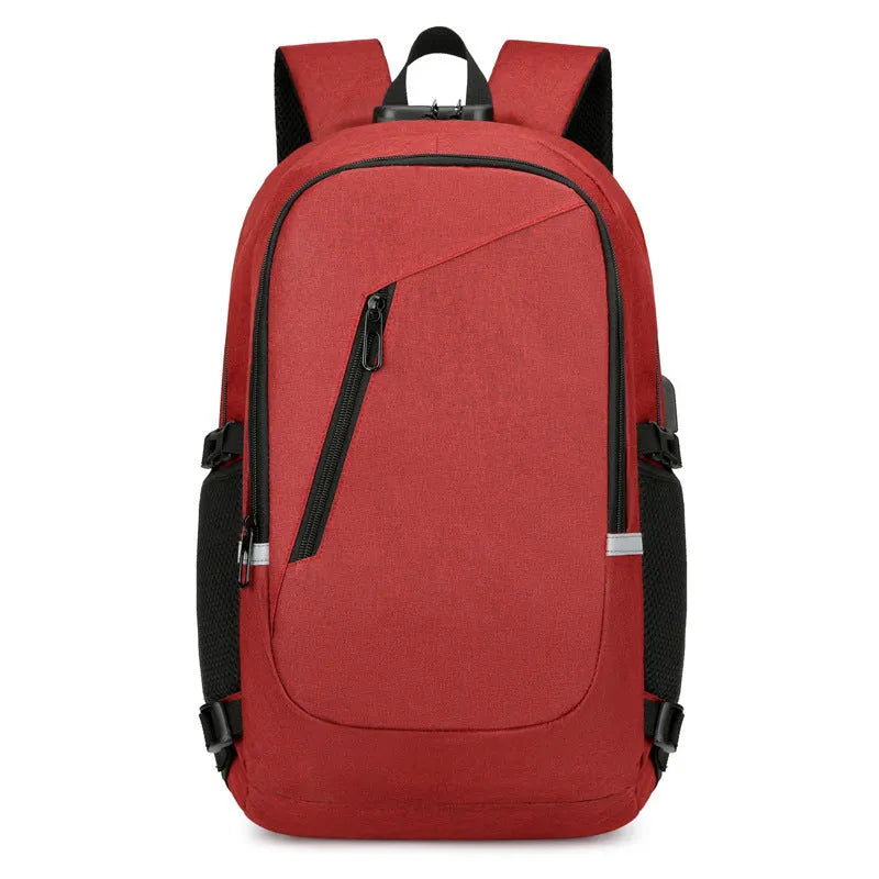 Oxford cloth computer backpack in blue with 20-35L capacity and 50x31x19cm dimensions