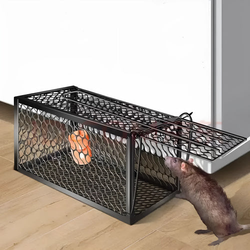 Automatic mouse trap cage for indoor use in small medium and large sizes with metal or plastic construction
