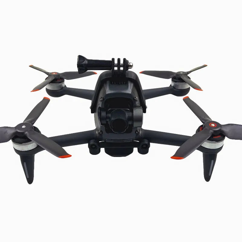 3D printed hard plastic action camera expansion bracket with soft sponge pad for drone mounting.