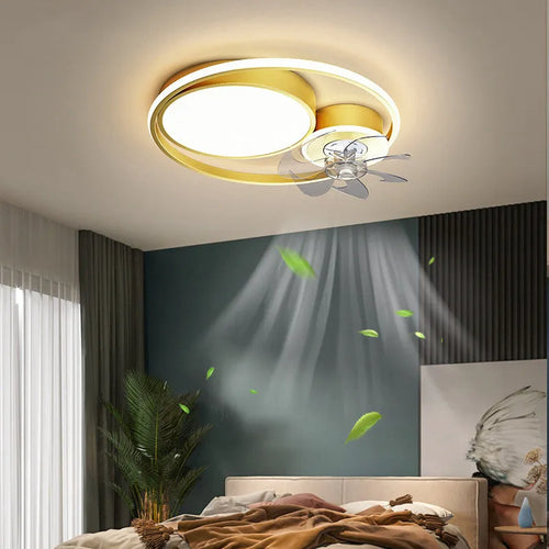 48cm Nordic style ceiling fan light with metal blades and acrylic lampshade