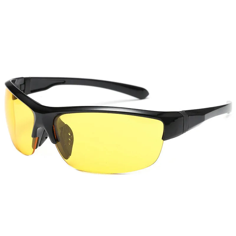 Men's athletic cycling sunglasses with semi-frameless frame in various colour options