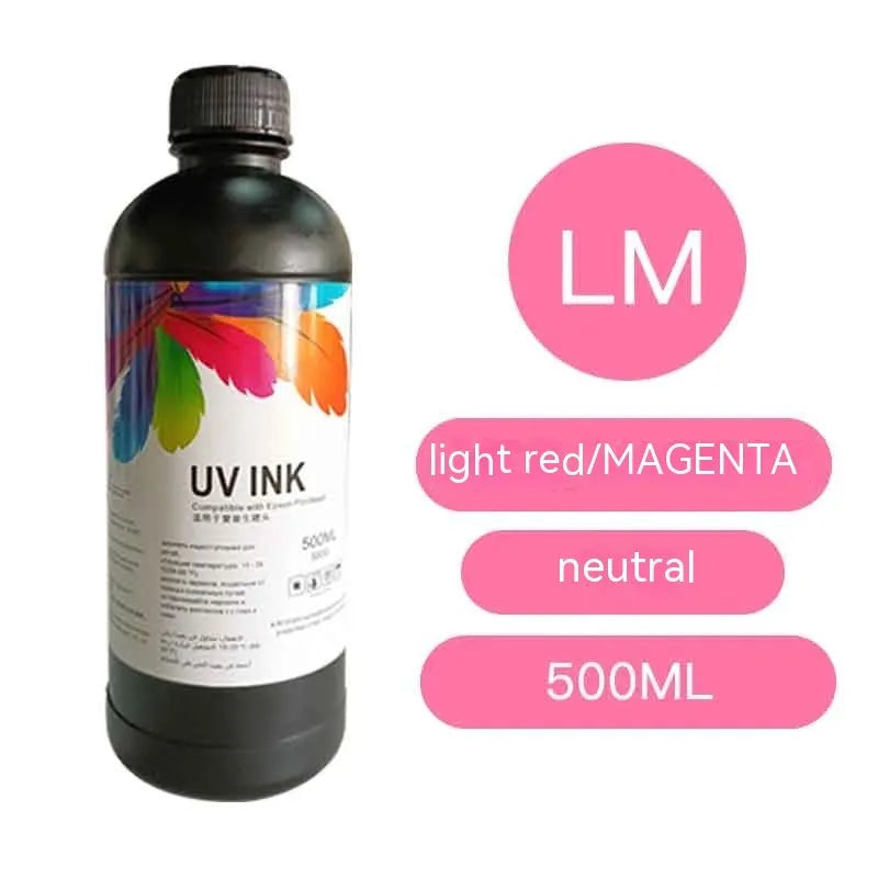 500ml bottle of UV printer ink for Epson XP600 and TX800 nozzles in various colours