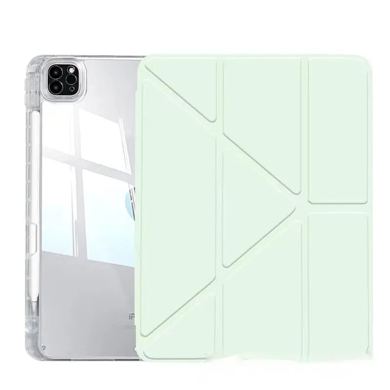 Transparent acrylic tablet protective cover with magnetic bracket for iPad models