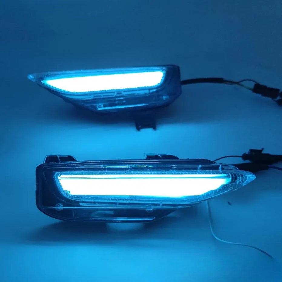 Infiniti Q50 Q70 front bumper LED daytime running light and turn signal unit with ABS housing.