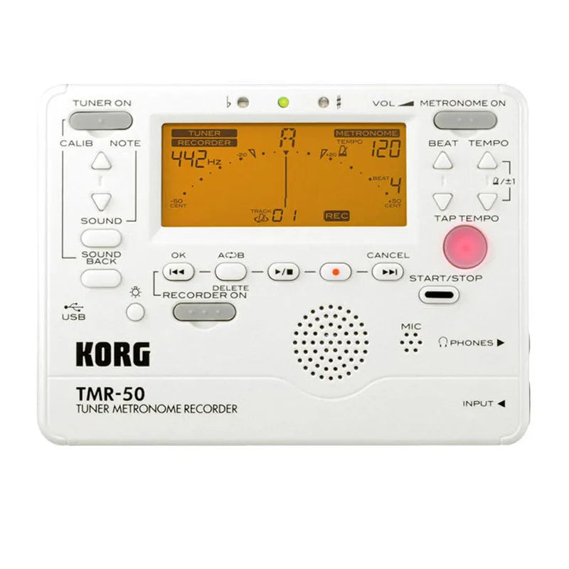 TM-60 black electronic metronome with display and controls for tempo and rhythm selection.